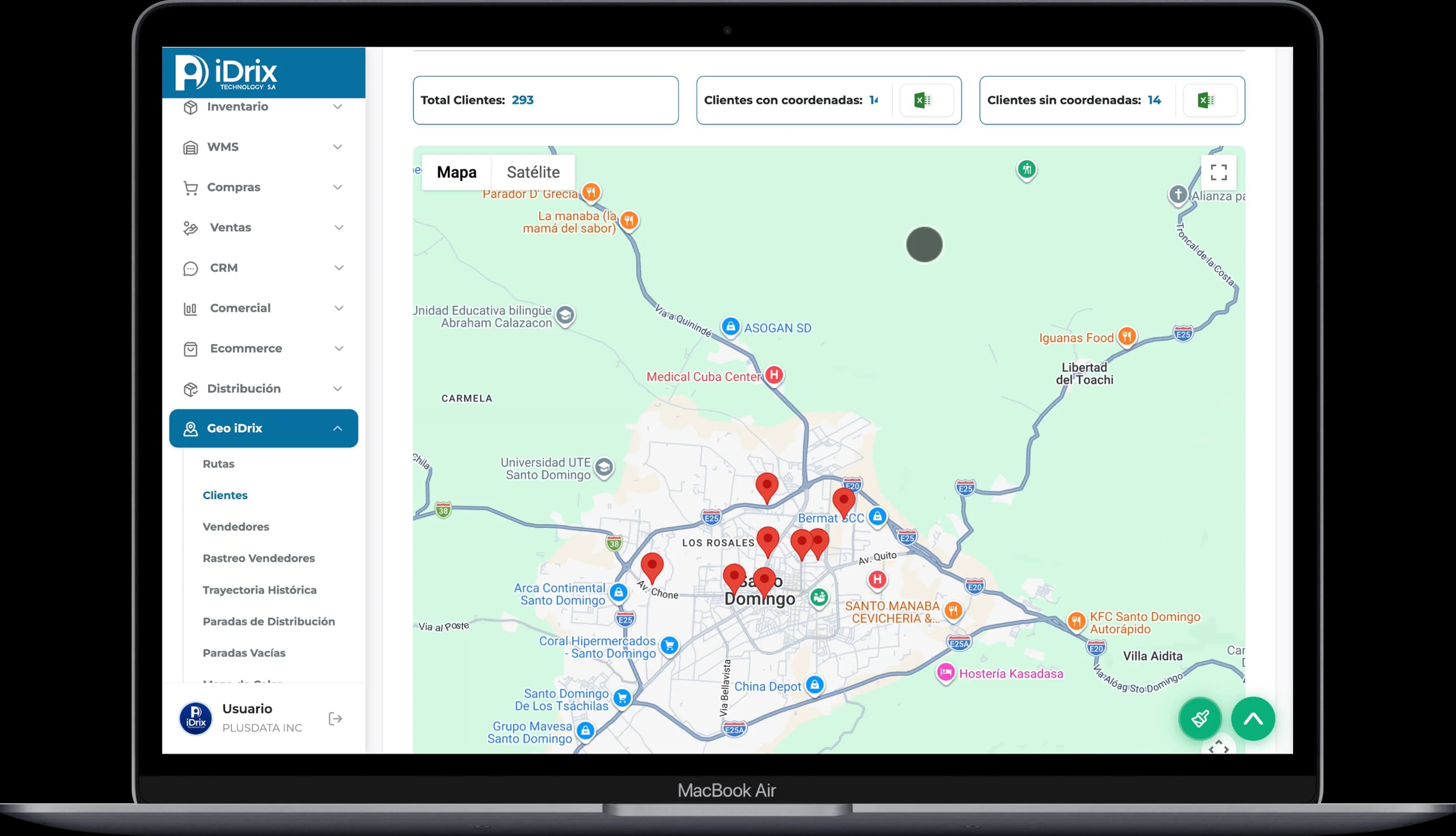 Mapa de clientes georreferenciados