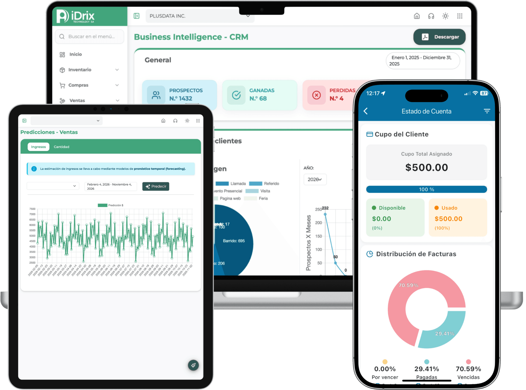 iDrix Contable en múltiples dispositivos - Sistema de contabilidad, facturación electrónica e inventario con IA
