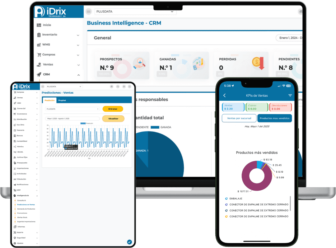 iDrix Contable en múltiples dispositivos - Sistema de contabilidad, facturación electrónica e inventario con IA